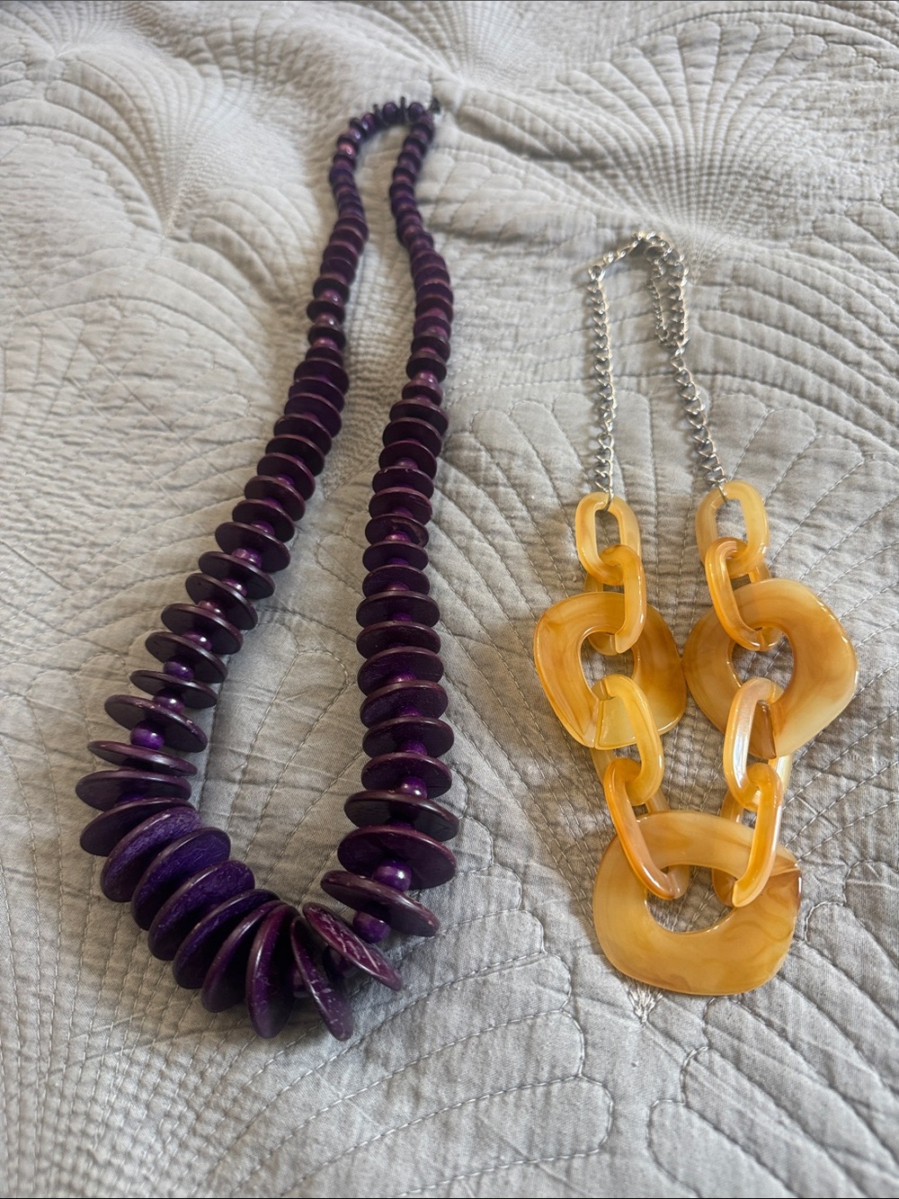 Purple Beaded Statement Necklace - Unbranded